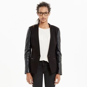 Madewell 6 Leather Sleeve black Blazer